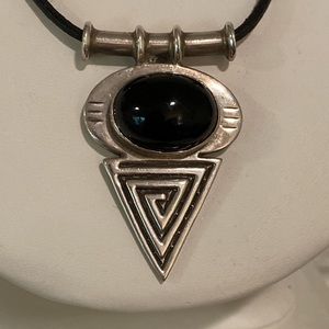 Sterling Black Onyx Slide on Rope